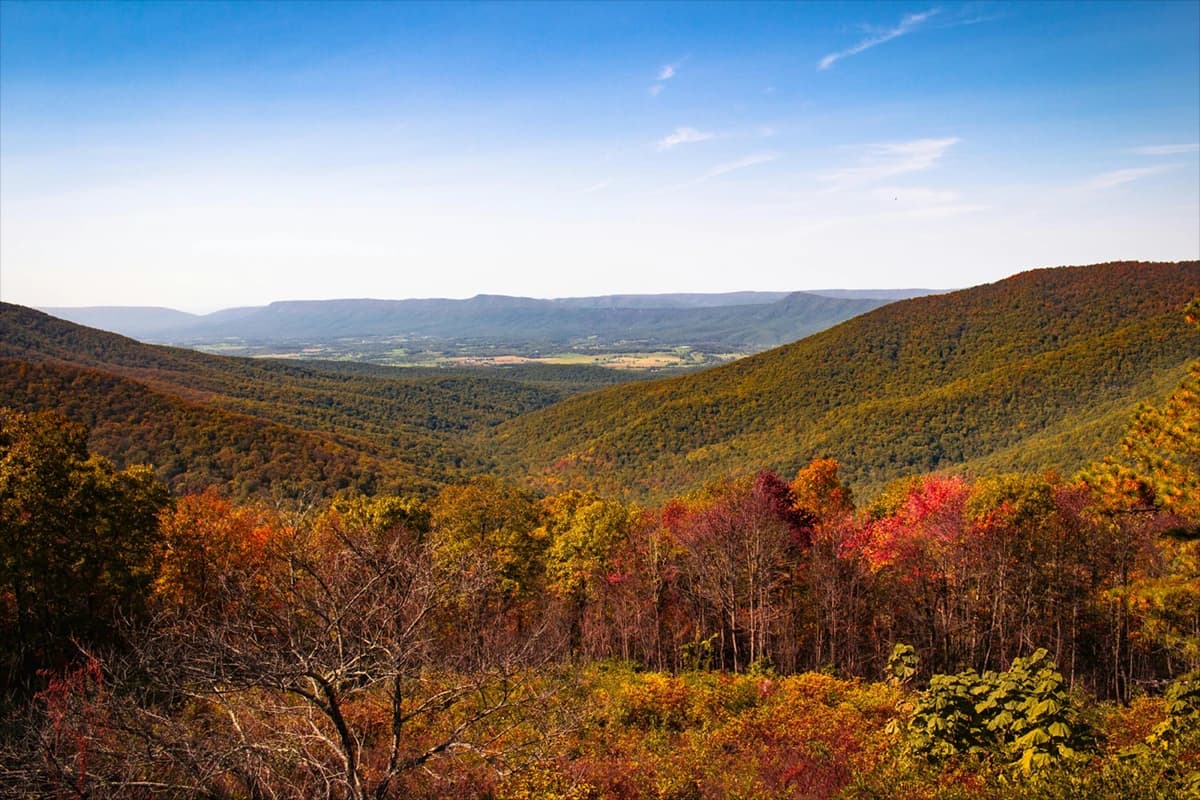 Scenic mountain overlook during fall in Basye, VA